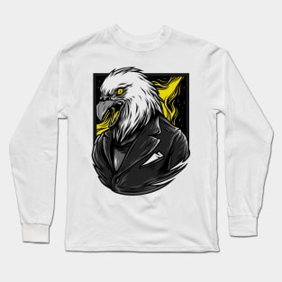 Sparrow Hawk Eagle Grey Yellow Long Sleeve T-Shirt